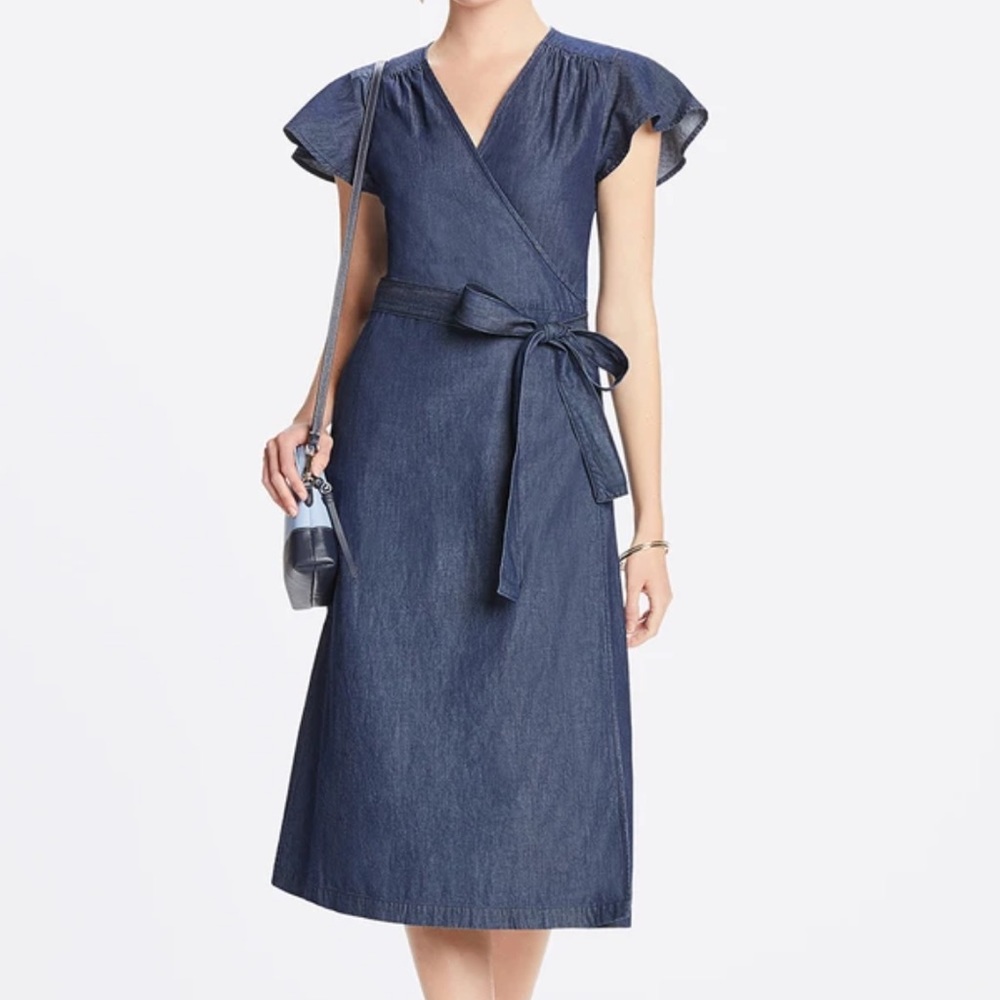 Draper James Chambray Midi Wrap Dress
